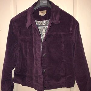 vintage LL Bean womens corduroy jacket petite medium aubergine floral lining